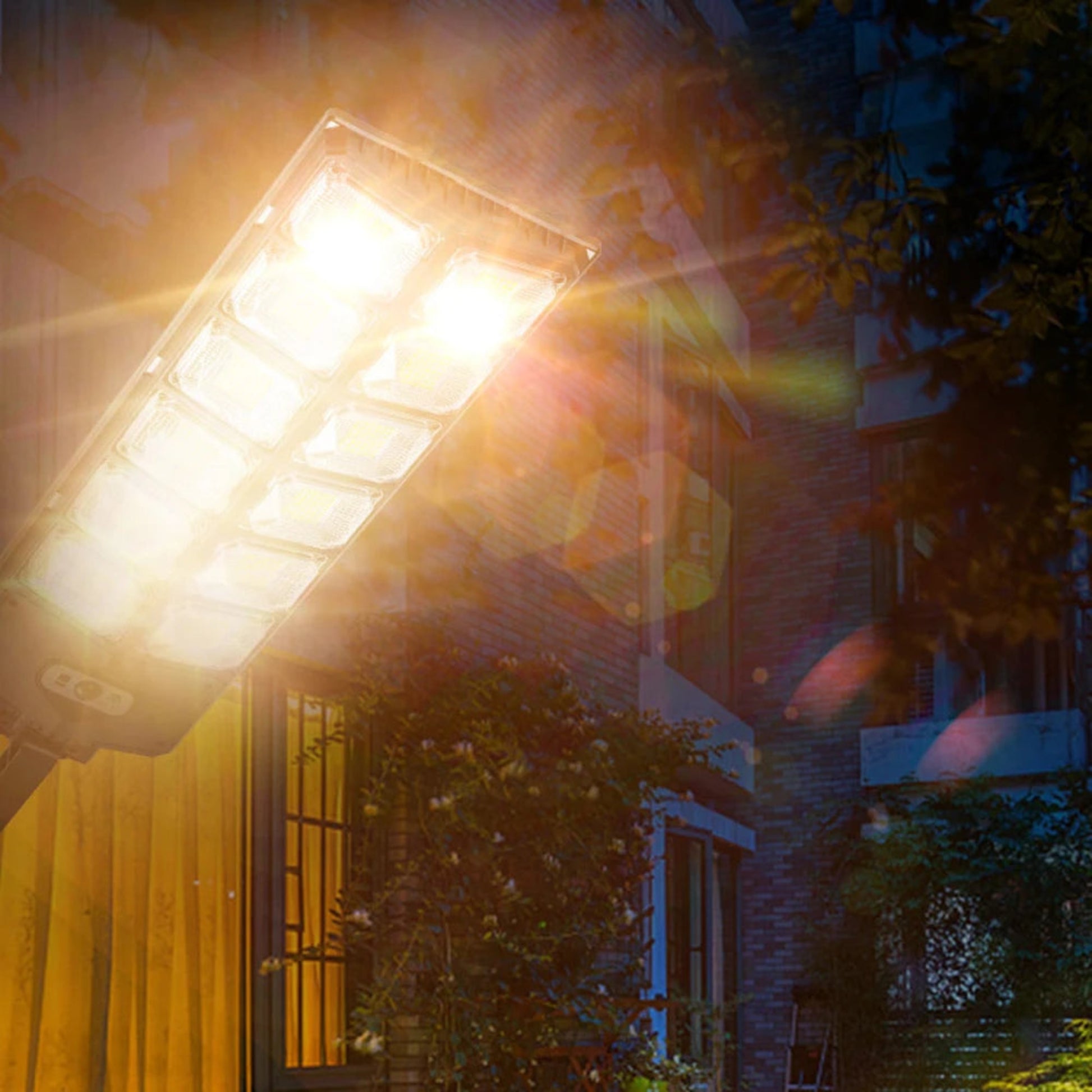 Smart solar-powered street light with a 12000 lumen LED output and reliable motion sensor functionality.