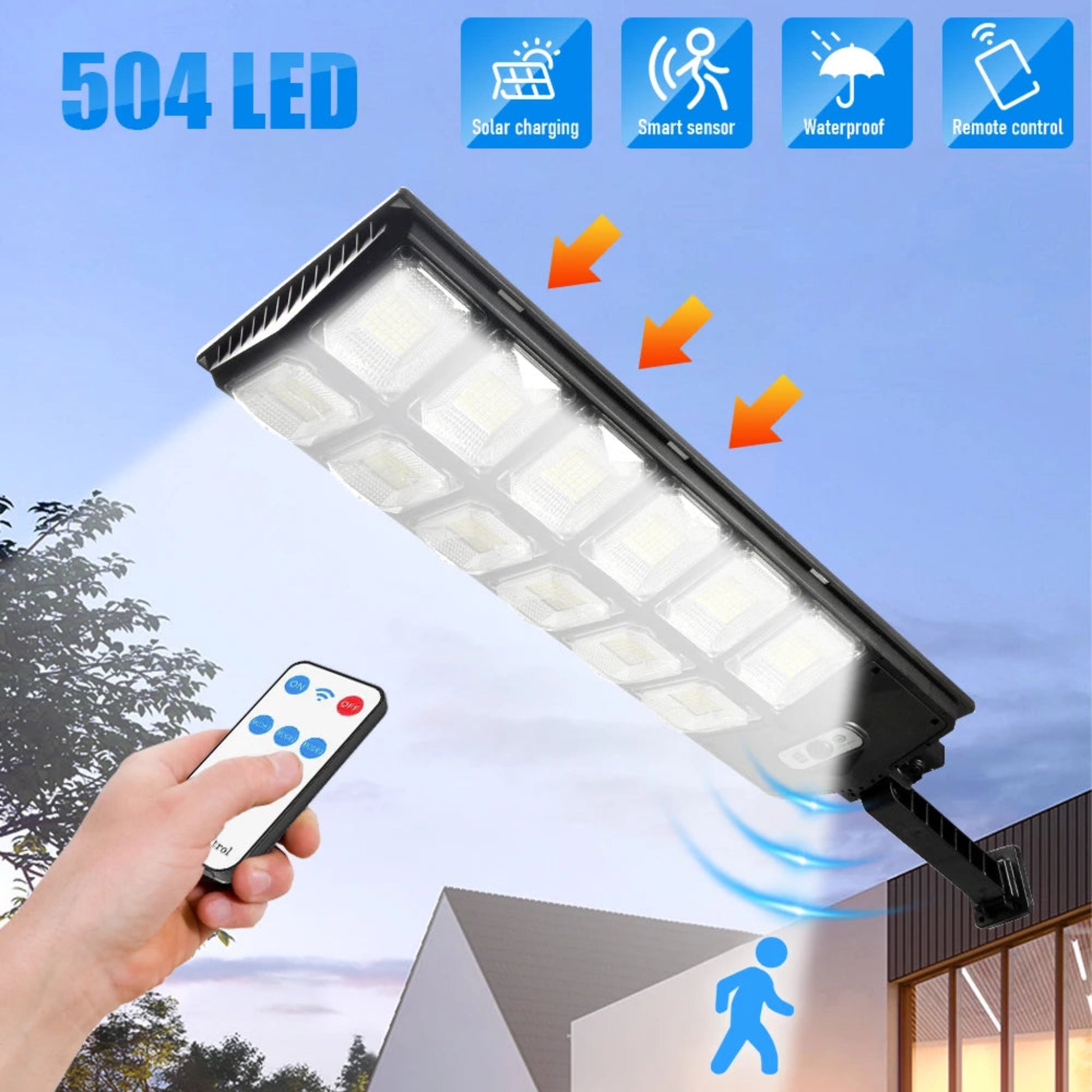 Outdoor solar motion street light designed with durable, weather-resistant materials for long-lasting performance.