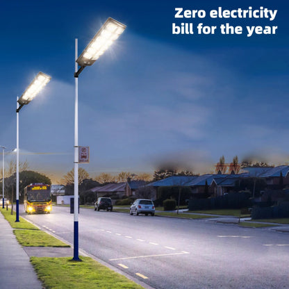 Modern solar-powered street light with 12000 lumens, ideal for illuminating parking areas and residential streets.