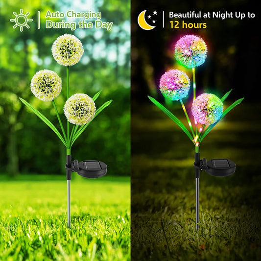 3-Head Solar Dandelion Lights Perfect for Pathway Decor