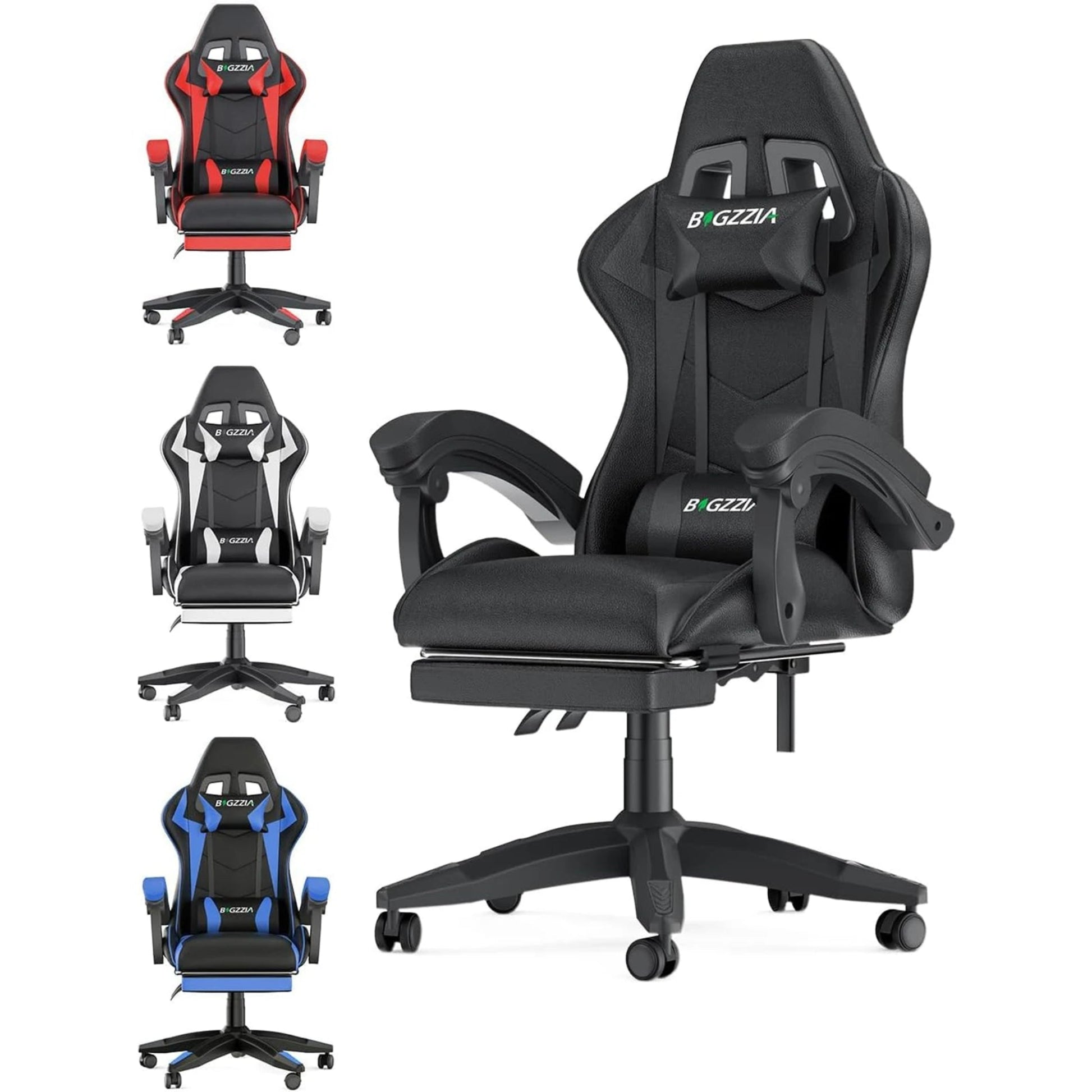 BIGZZIA Gaming Chair with Footrest and Lumbar Support