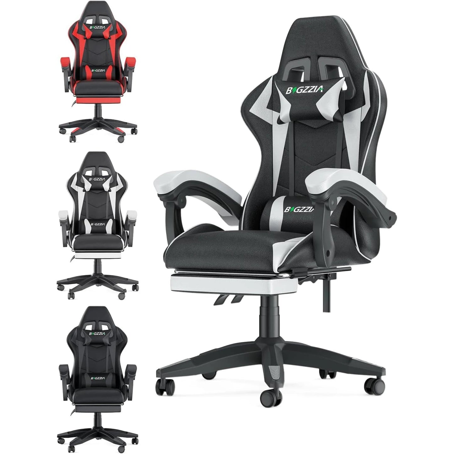 Ergonomic Gaming Chair with Adjustable Footrest