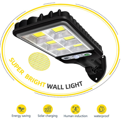Super bright wall light with solar charging, energy saving, human induction, and waterproof features.