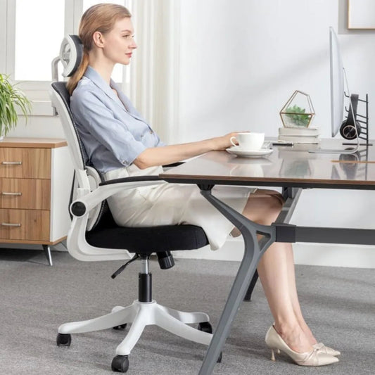 Ergonomic high-back office chair with adjustable lumbar support