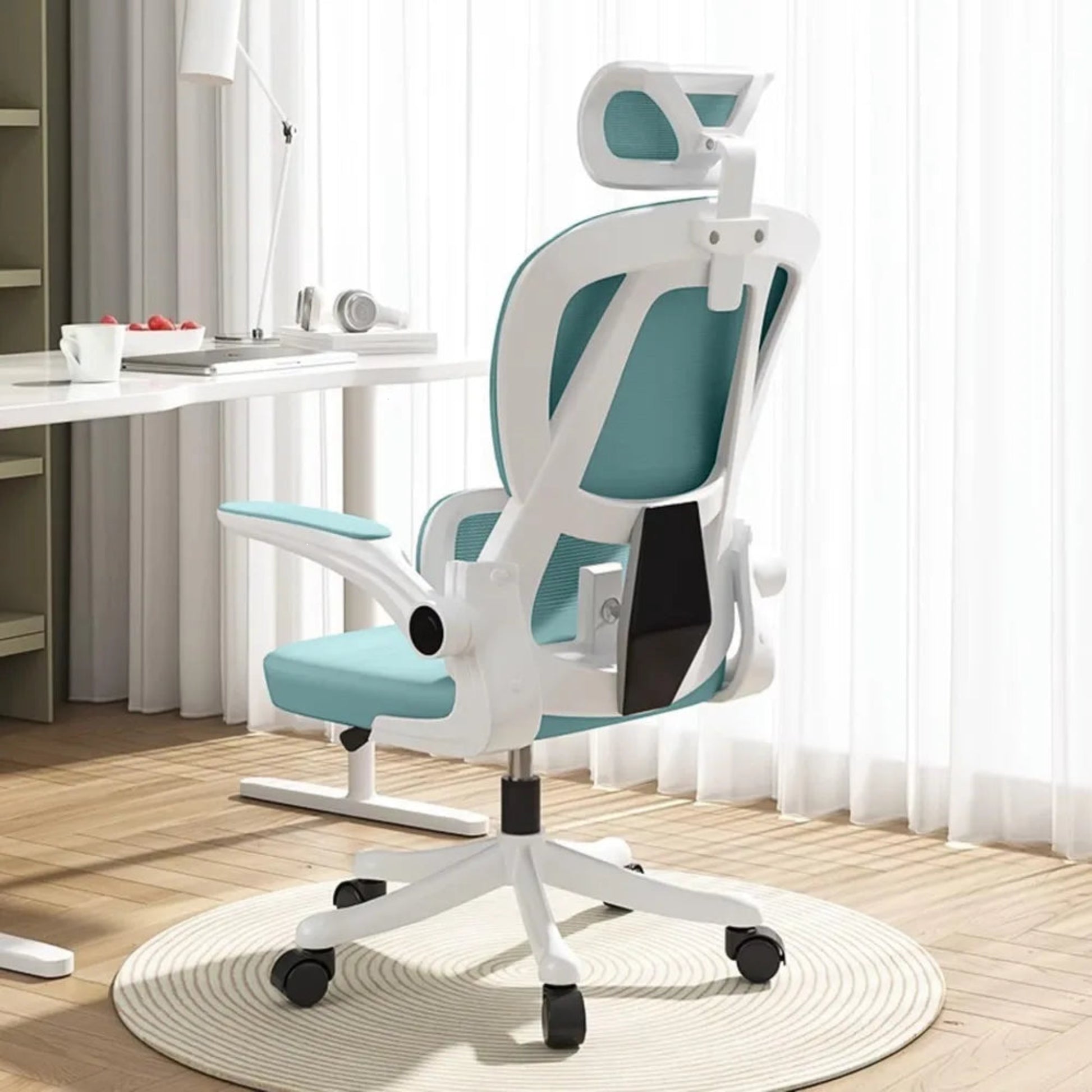 Comfortable high-back desk chair designed for spine health