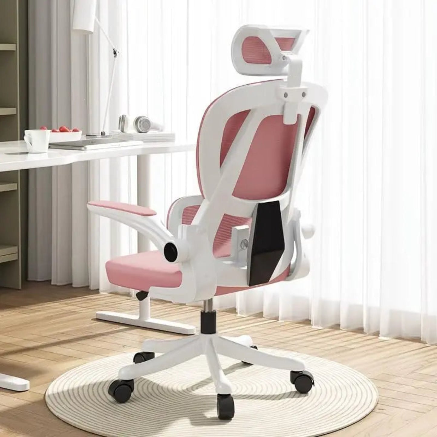 Office chair with ergonomic lumbar support for improved posture