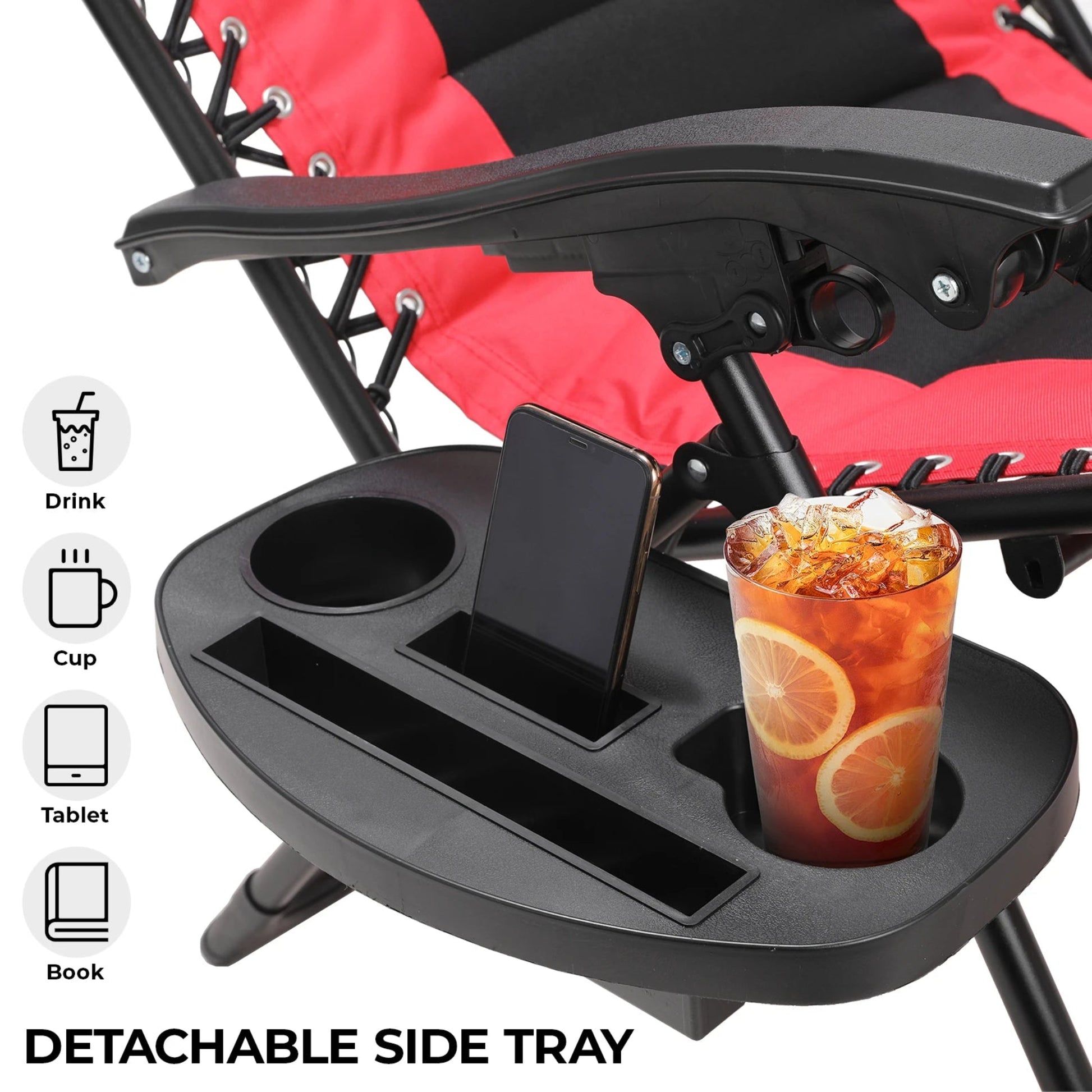Padded zero gravity recliner with adjustable headrest and cup holder