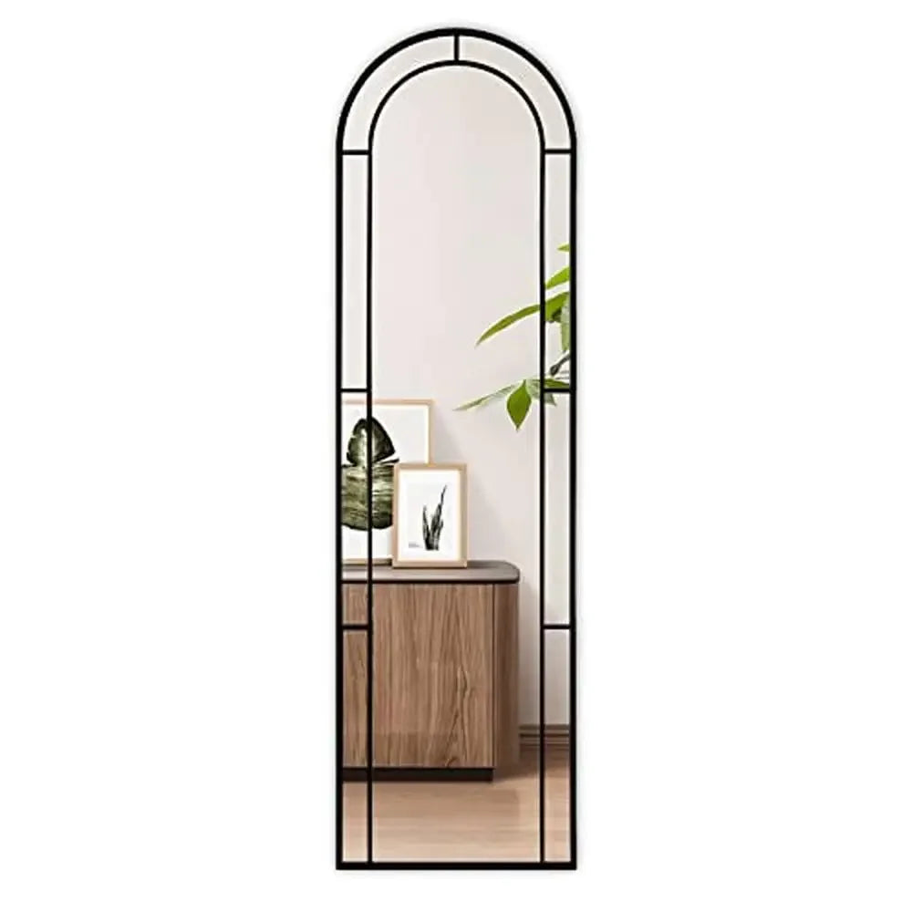 Rustic Arched Window Mirror Metal Frame Full Length Cathedral Style