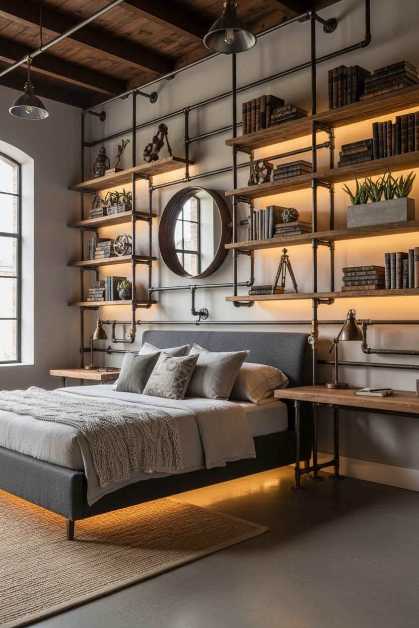 Repurposed Pipe Shelving Systems