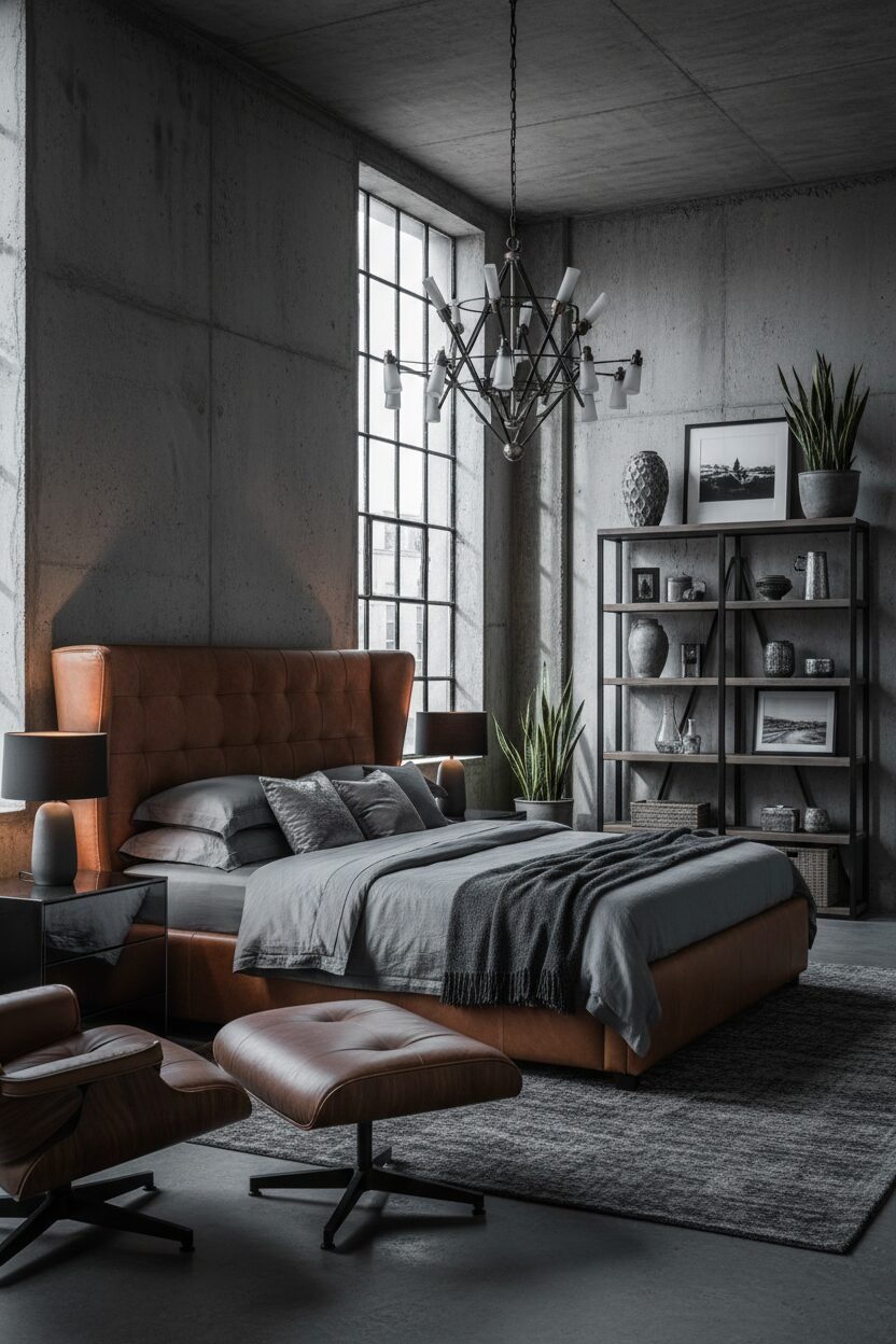 Monochromatic Grey and Cognac Leather Palette