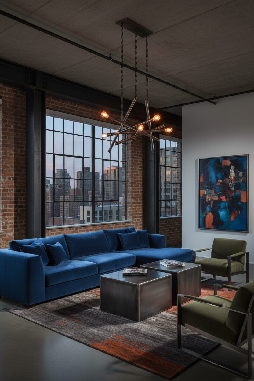 Velvet Upholstery Meets Raw Steel