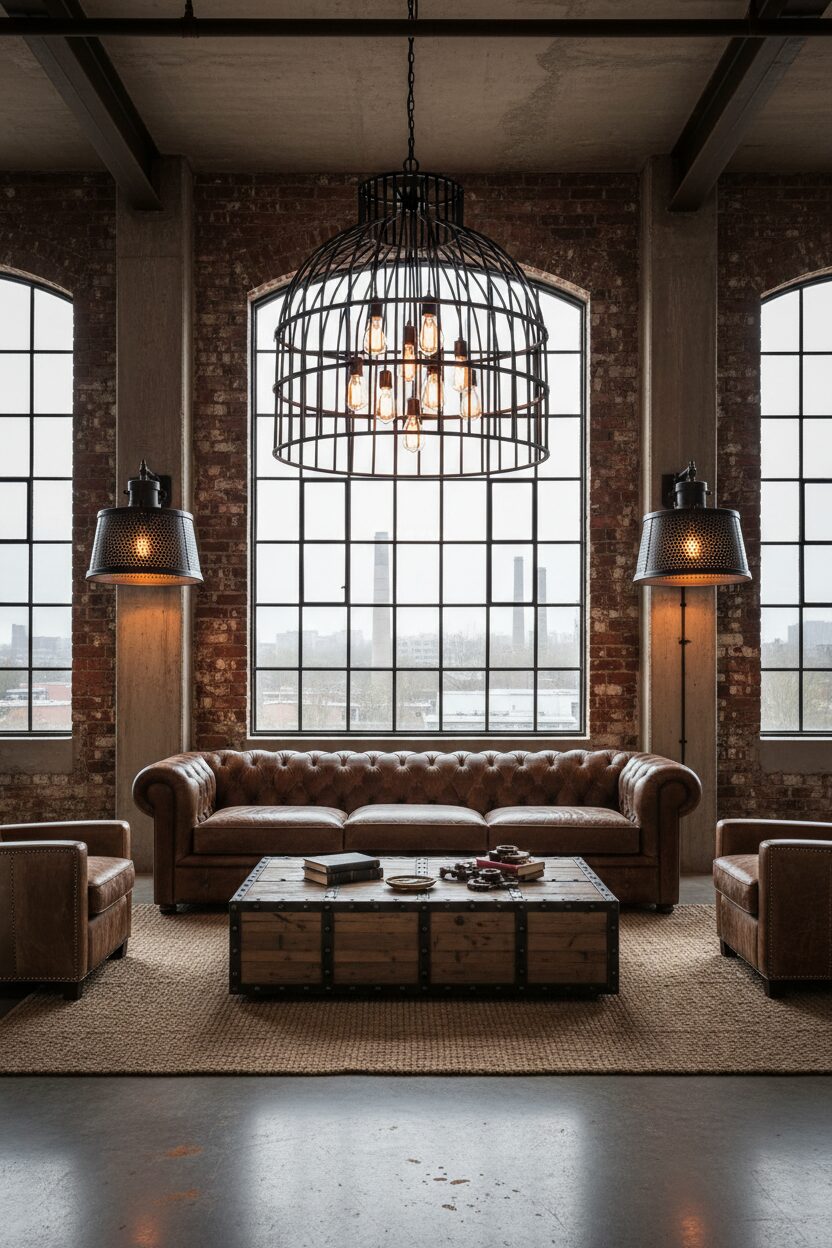 Vintage Leather and Oversized Lighting