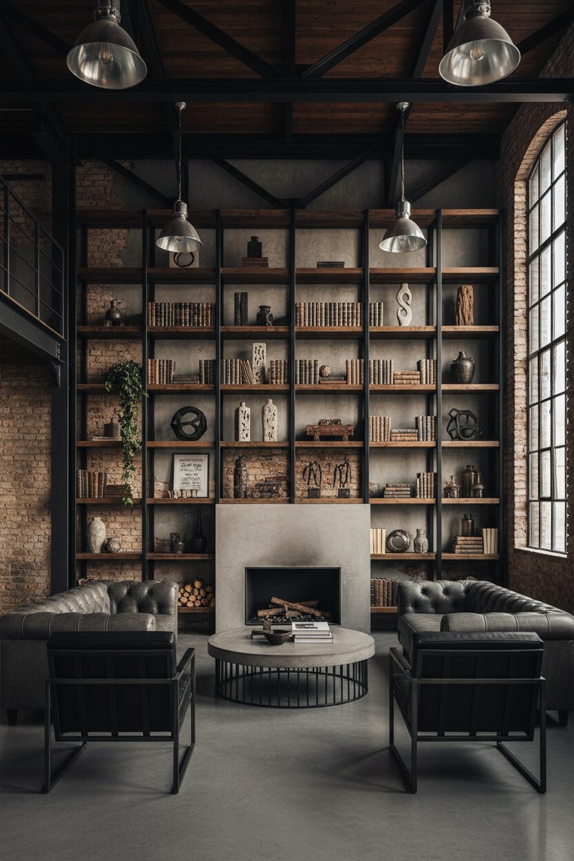 Open Concept Shelving and Black Steel Framing