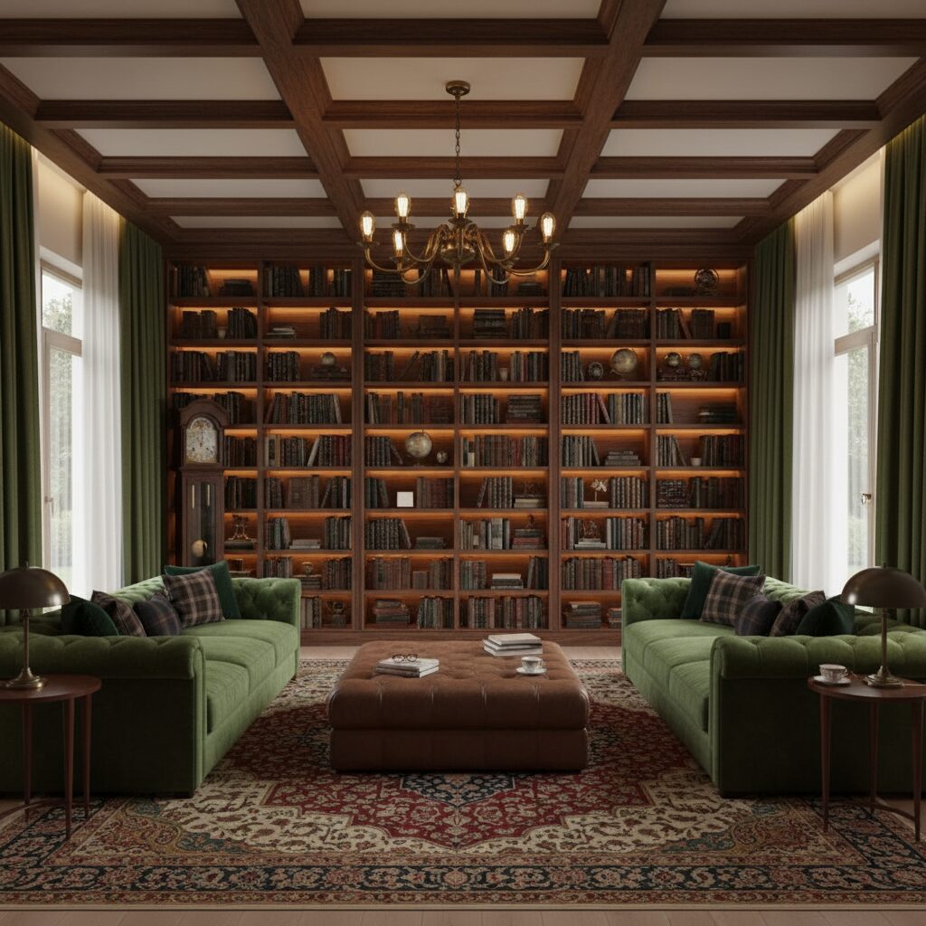 Elegant Dark Academia Home Library