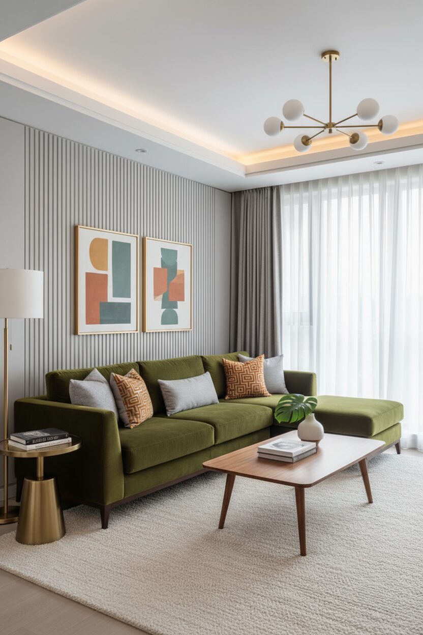 Modern Olive Velvet Oasis