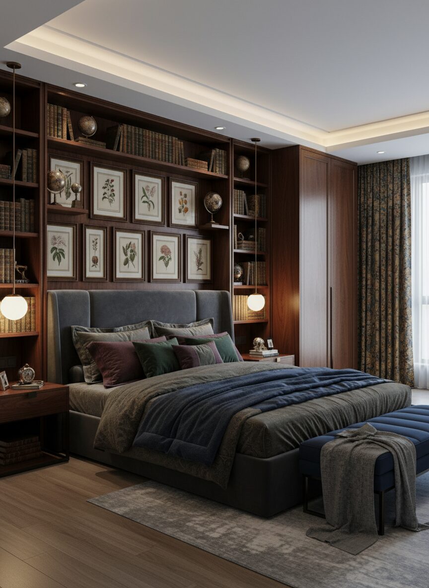 Refined Walnut and Velvet Sanctuary