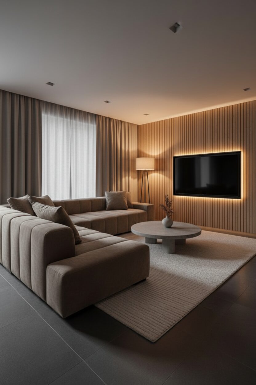 Serene Modern Slat-Wall Living