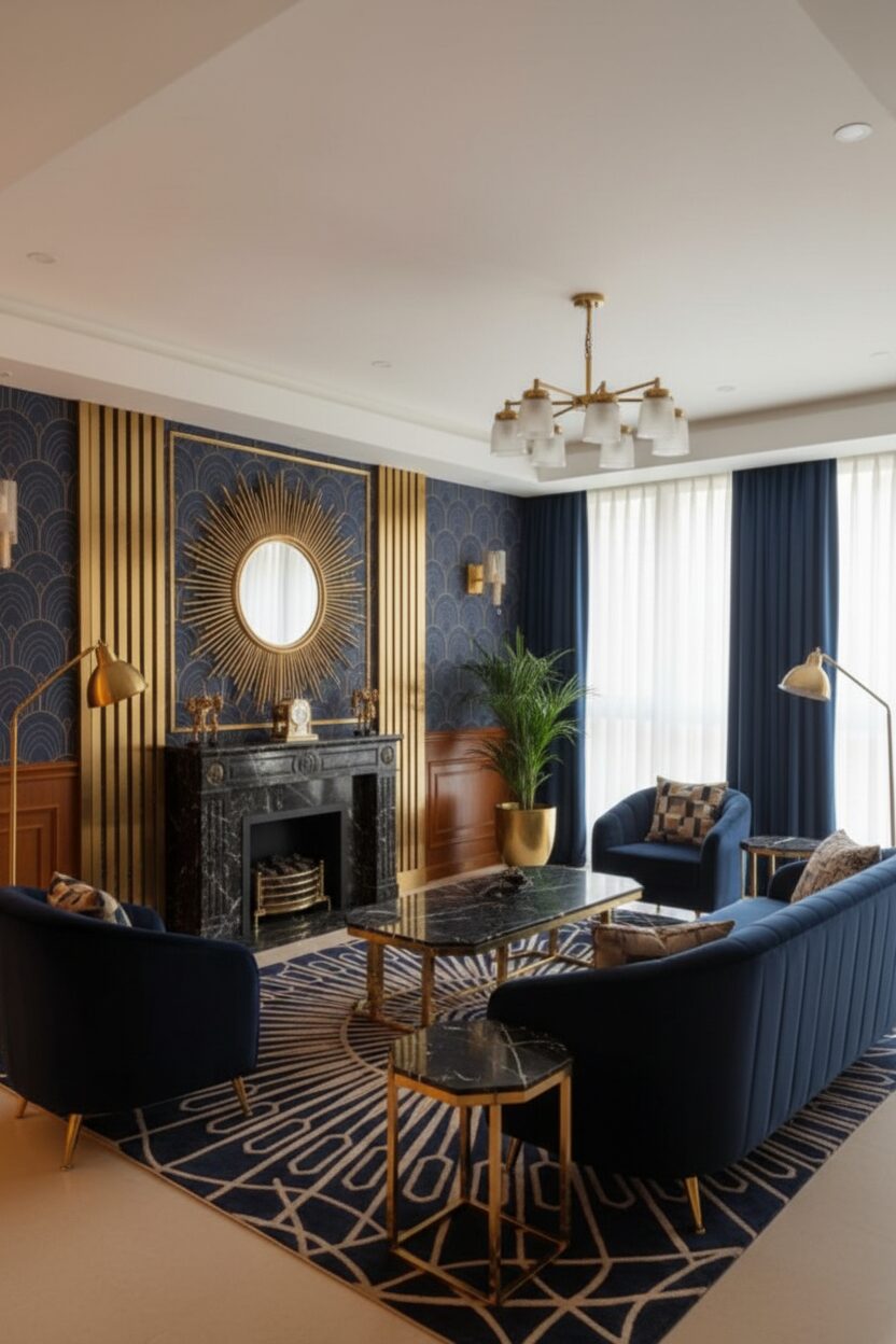 Opulent Navy and Gold Retreat