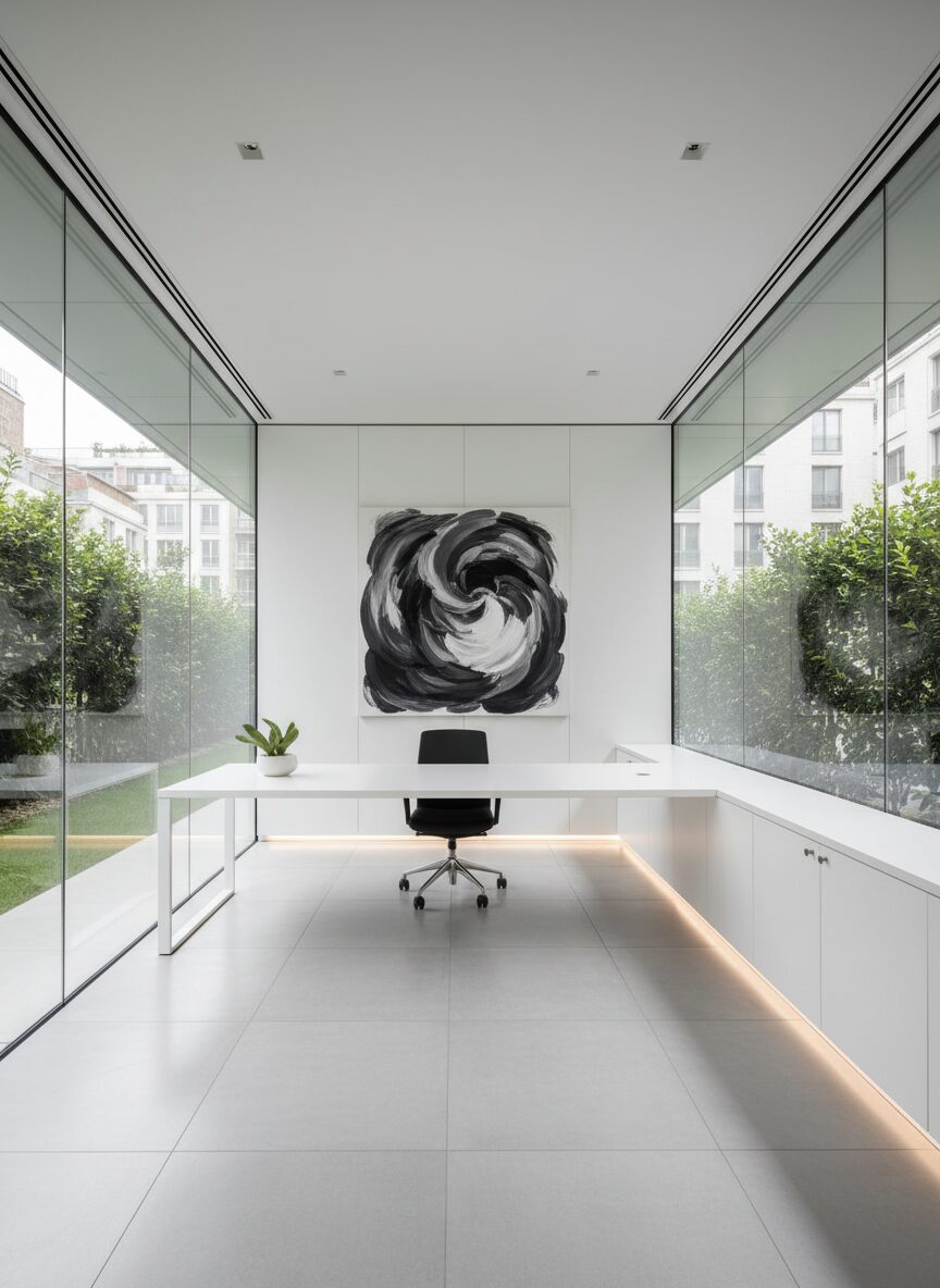 Minimalist Glass Garden Office