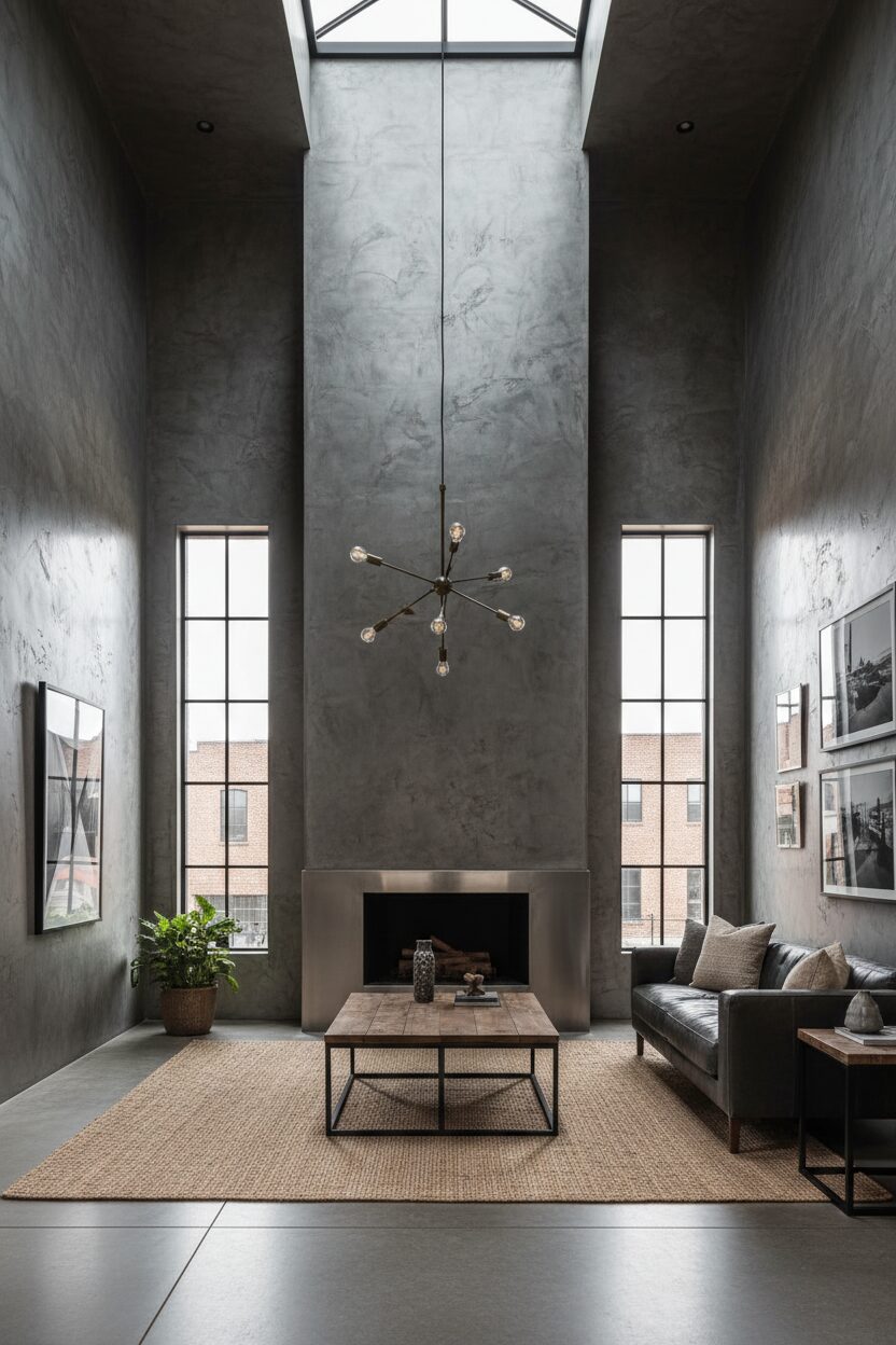 Textured Gunmetal Venetian Plaster Walls