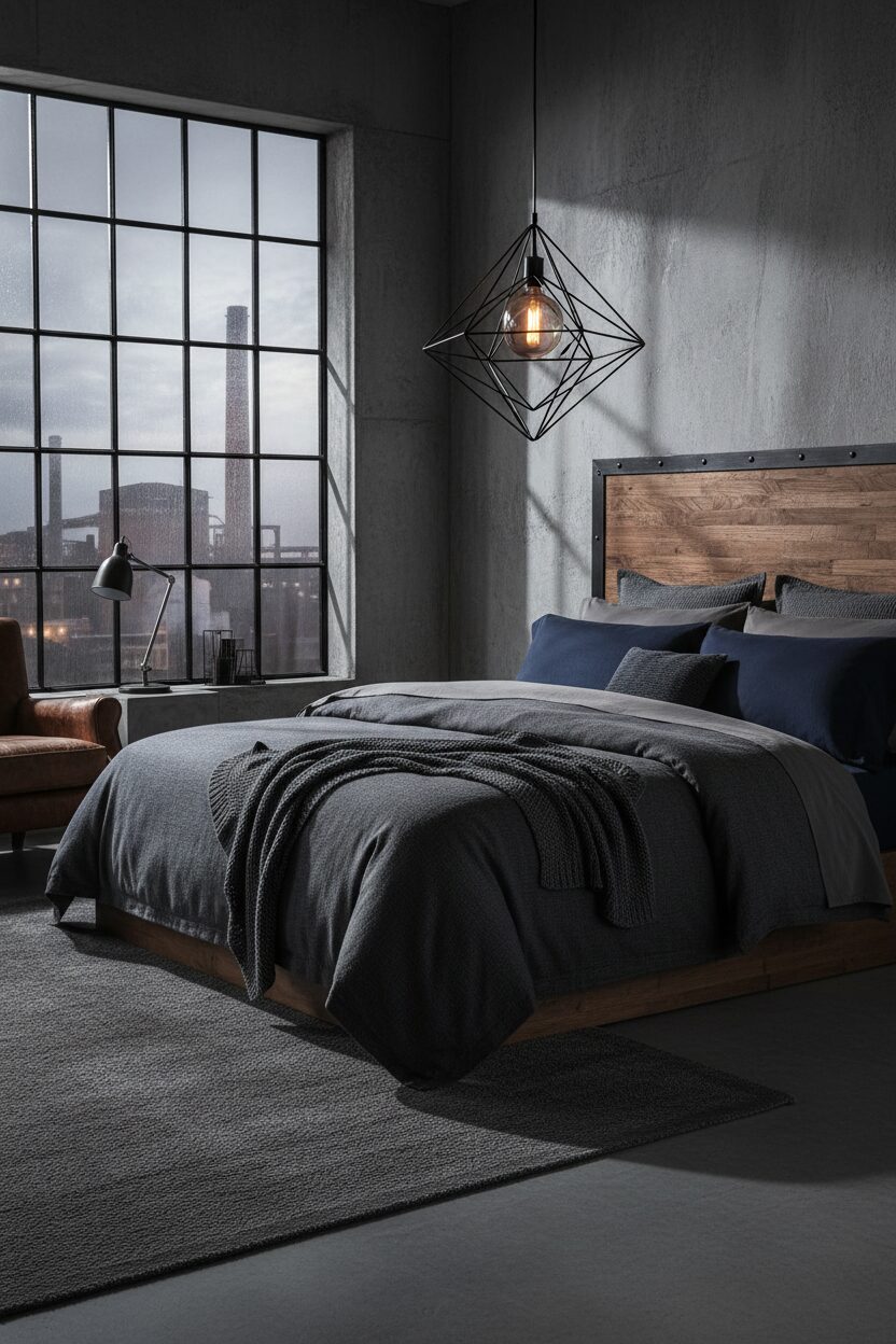 Dark Grey and Navy Bedding