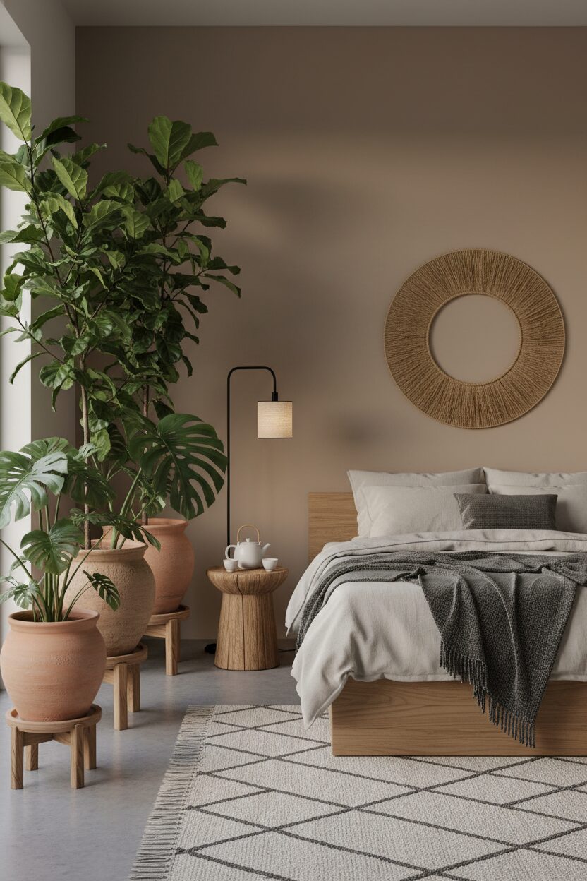 Tall Green Plants in Clay Pots