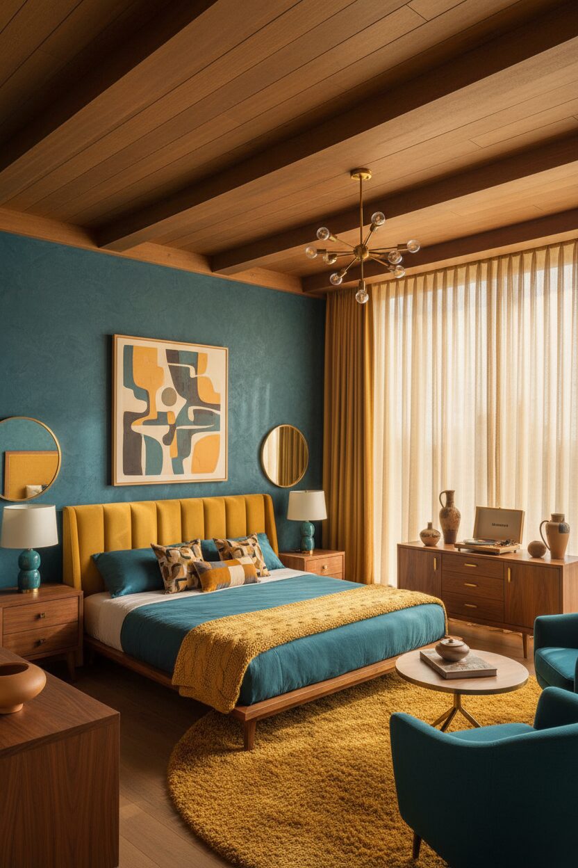 Warm Mustard and Teal Colors