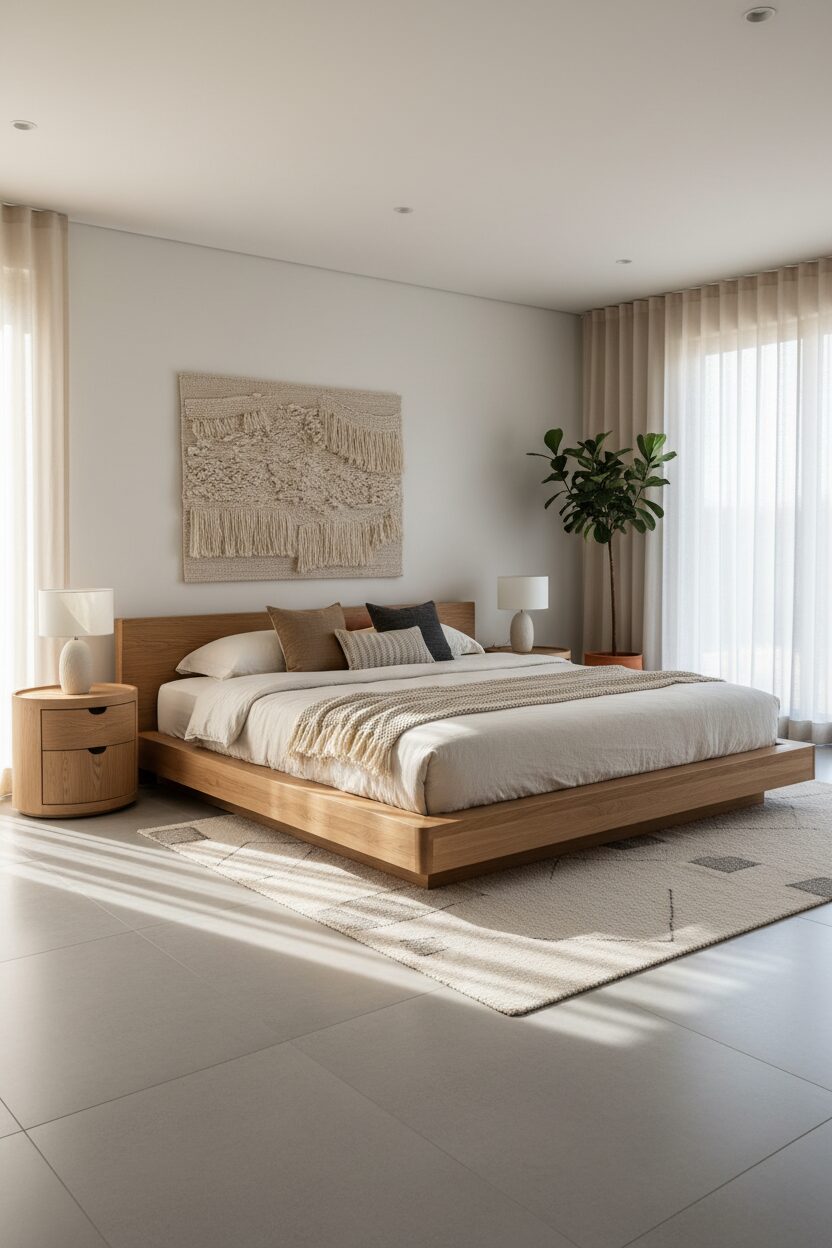 1. Low Wooden Platform Beds