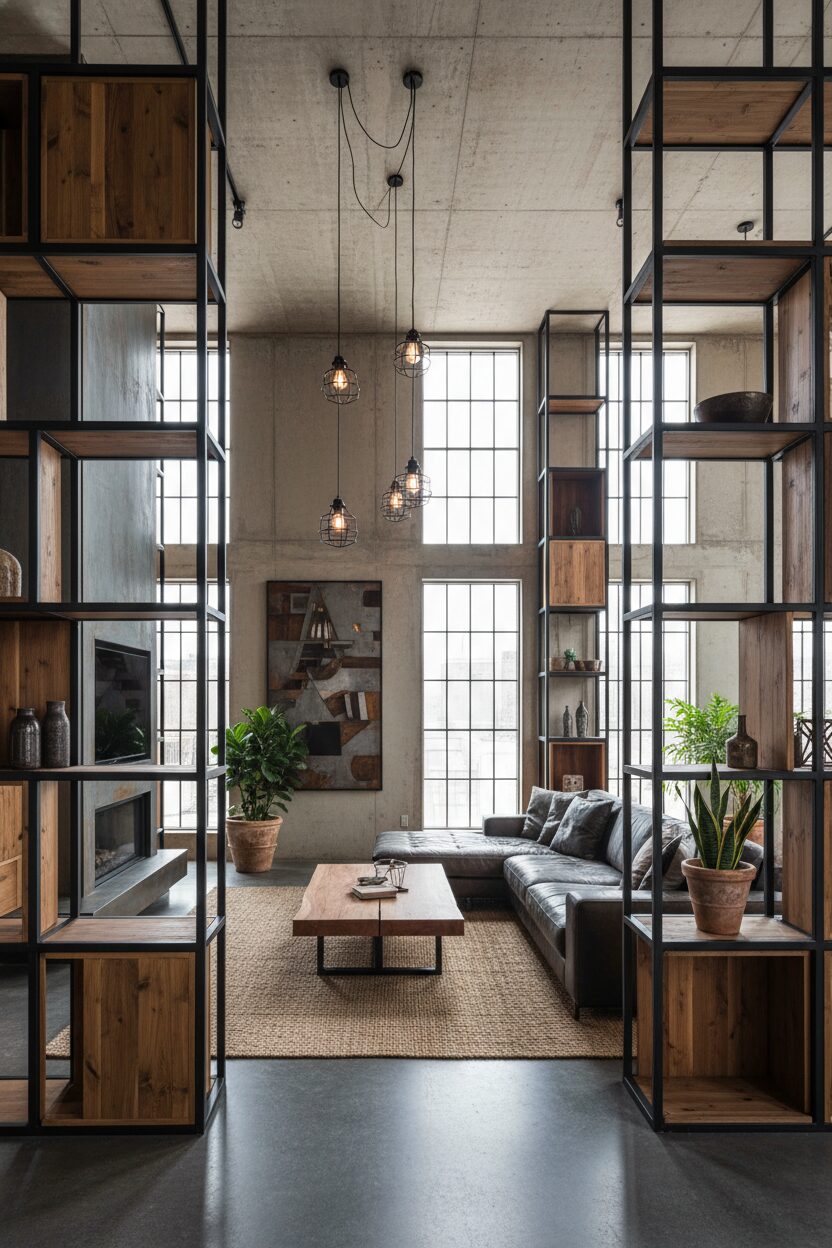 Tall Metal Frames with Natural Wood