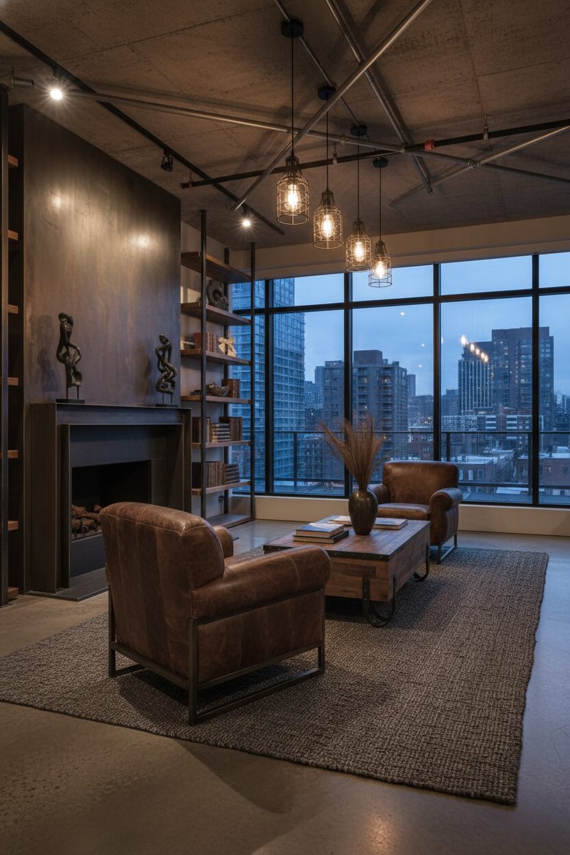 Dark Leather Chairs and Big Windows