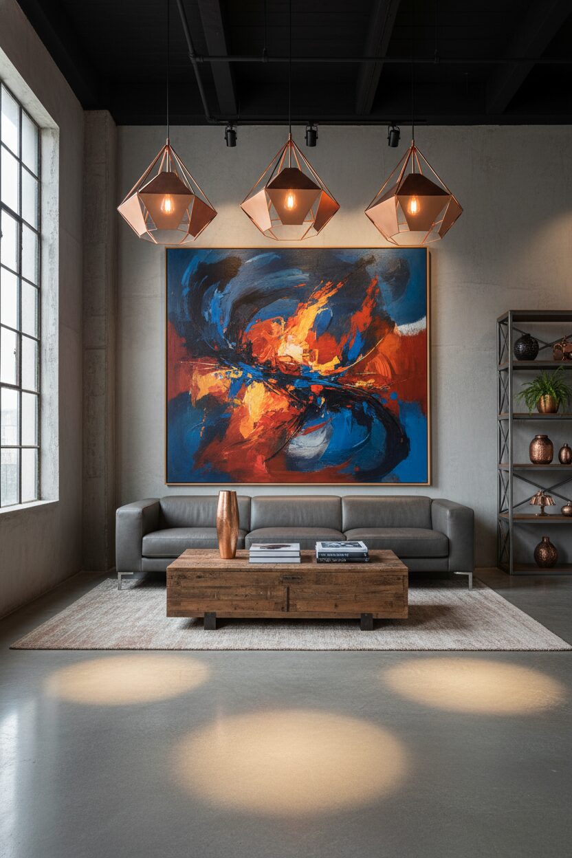 Copper Light Fixtures and Bold Art