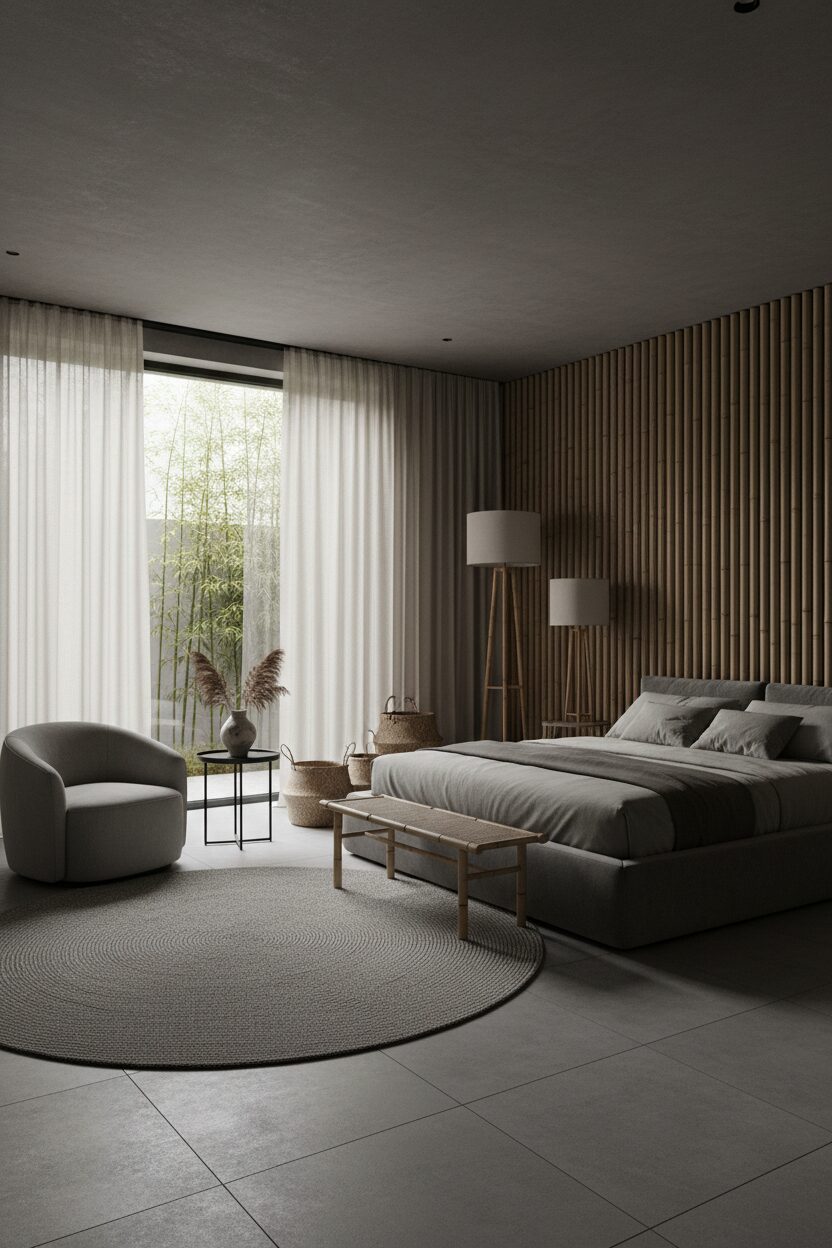 2. Bamboo Accents and Stone Gray