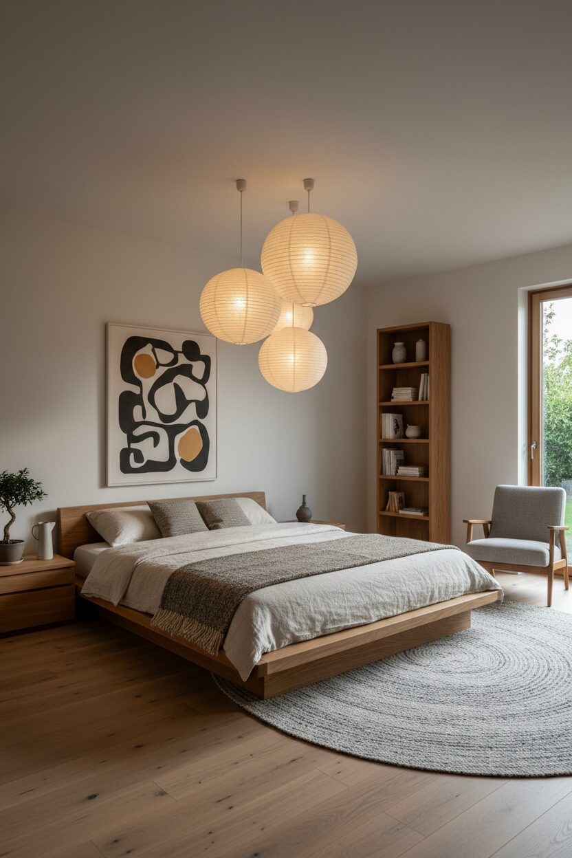 4. Paper Lanterns and Warm Oak