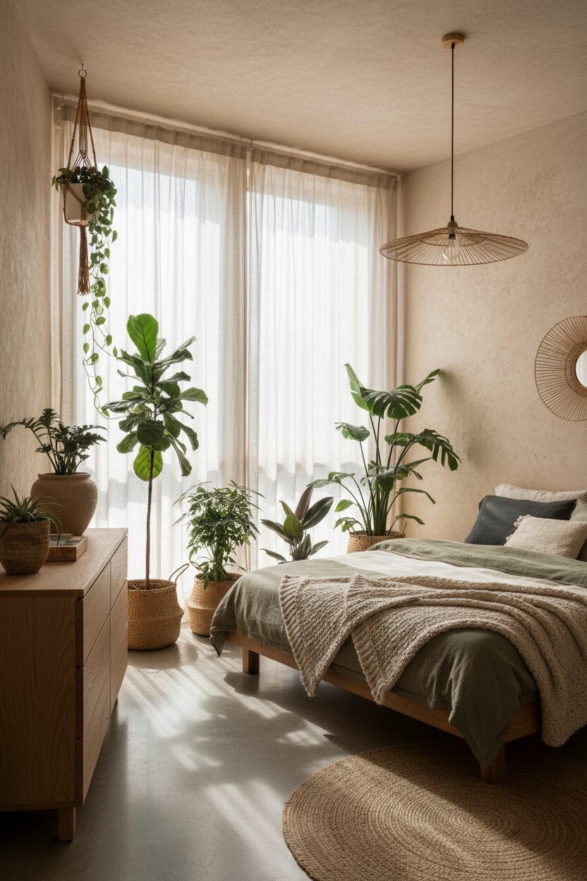 5. Indoor Plants and Light Clay Walls