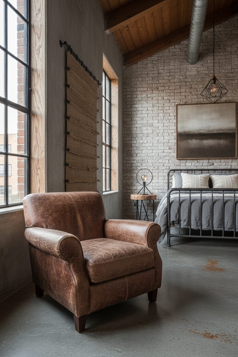 Worn Brown Leather Chair