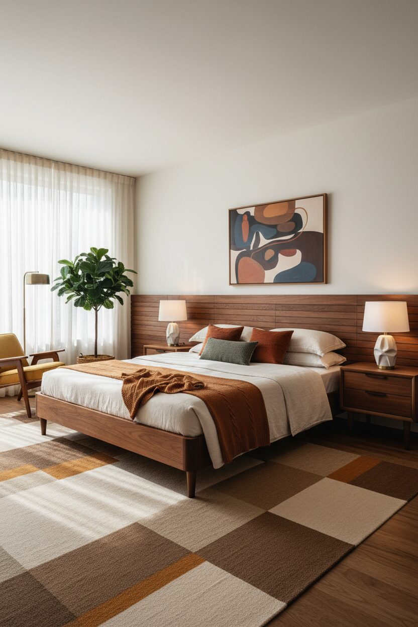 Warm Walnut Wood Bed