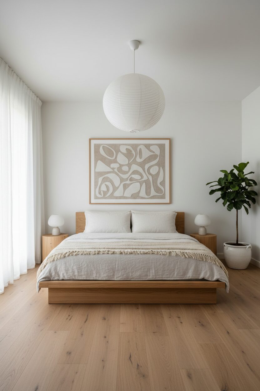 Light Oak Wood and White Walls