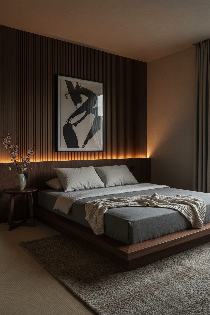 The Low Dark Wood Platform Bed