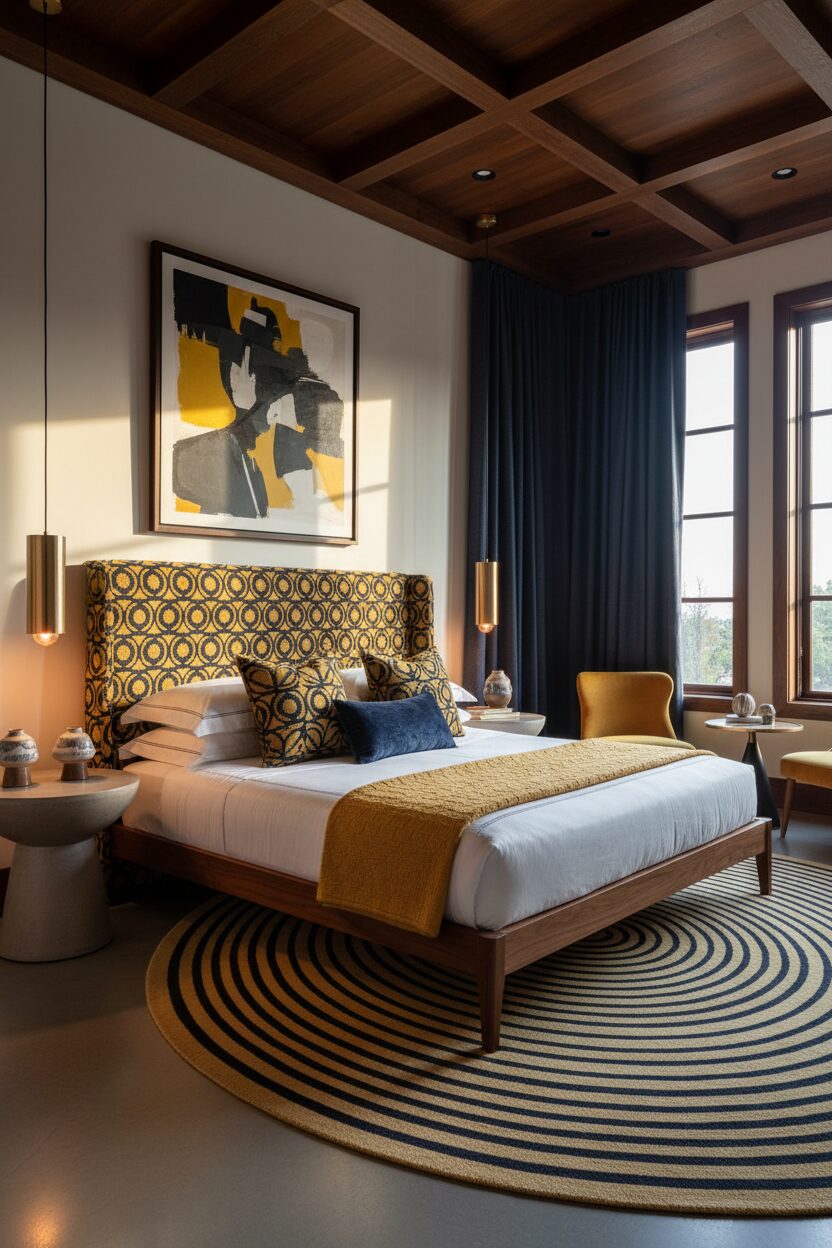 Bold Mustard and Navy Patterns