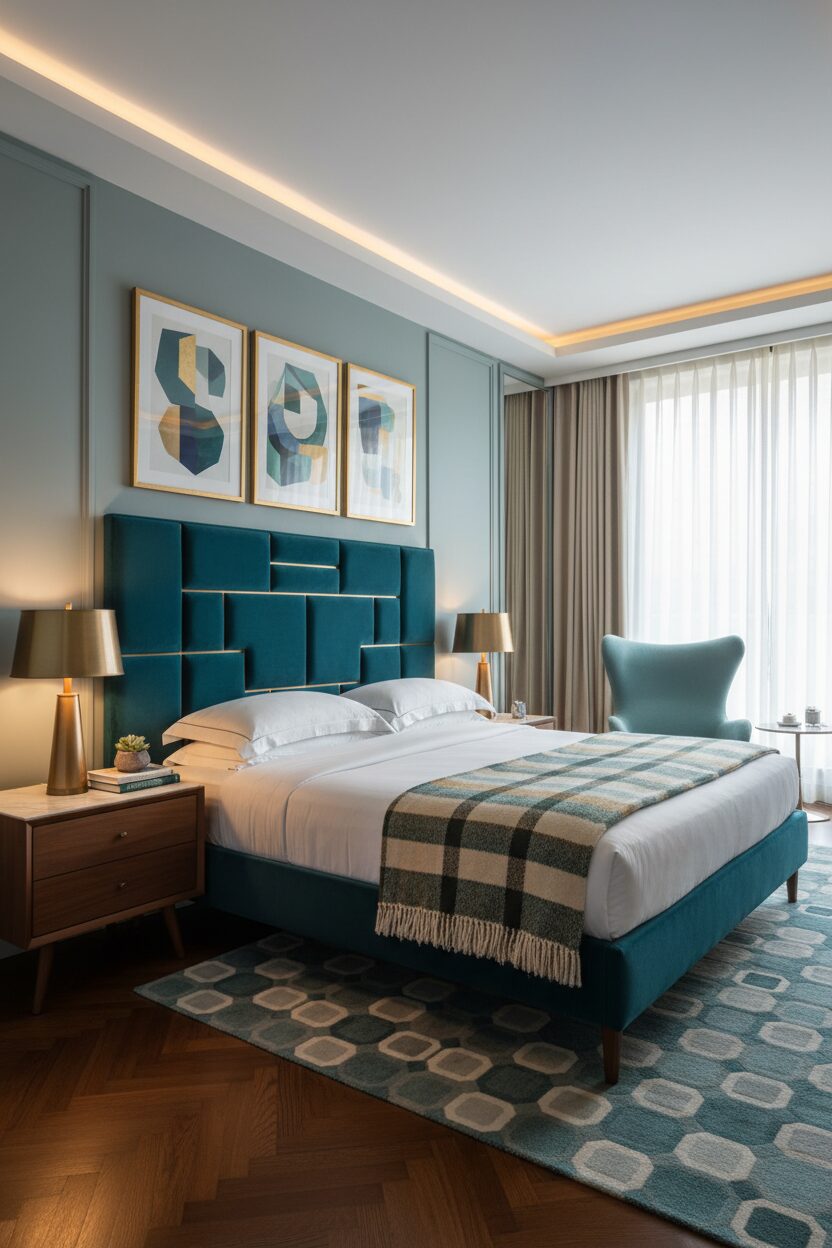 Geometric Art and Teal Tones