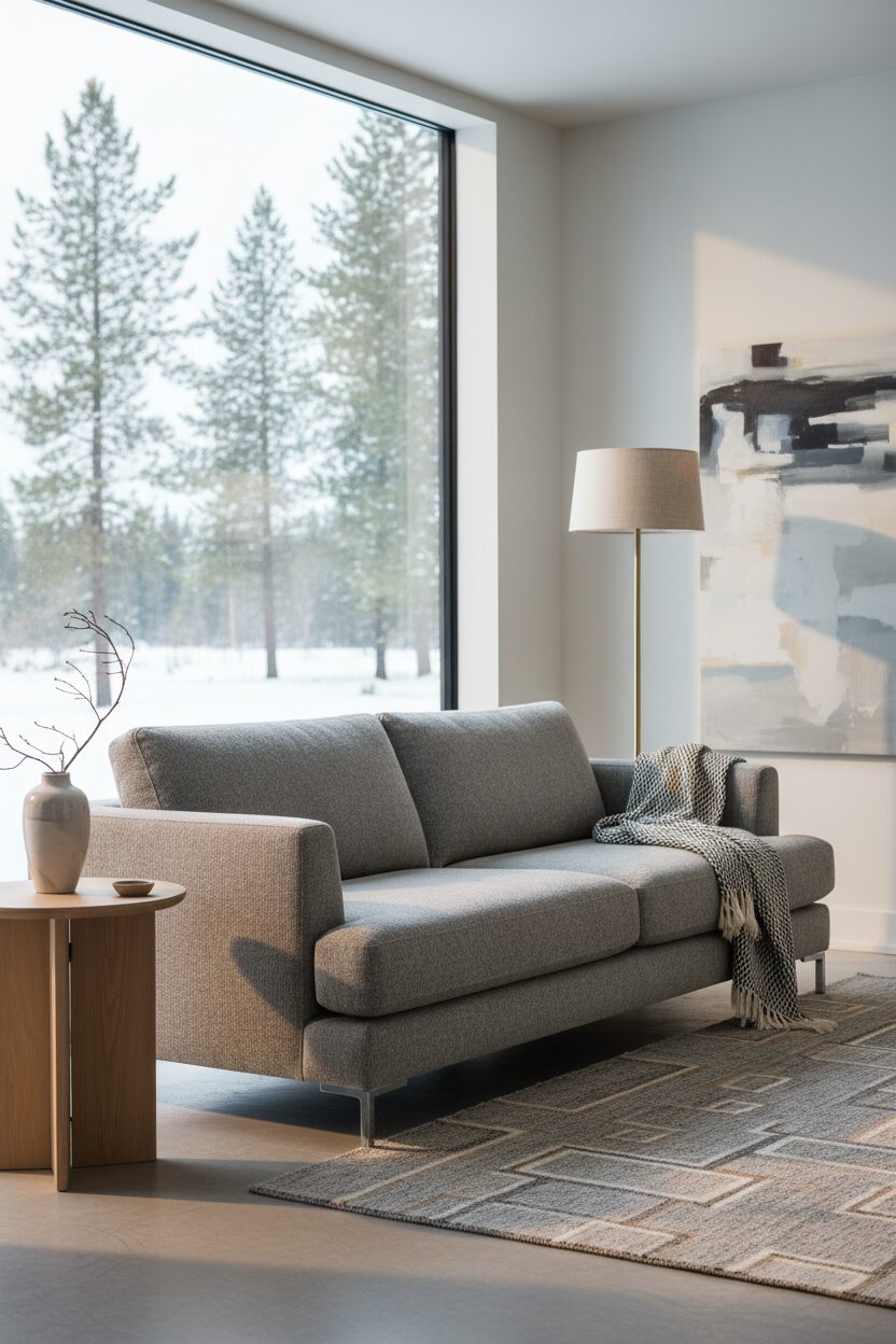 Elegant Grey Sofa by the Window
