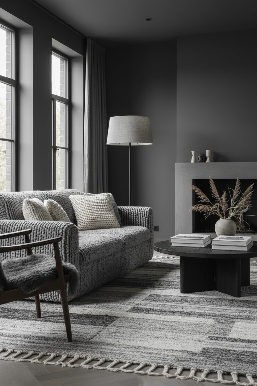 Charcoal Grey and Chunky Wool