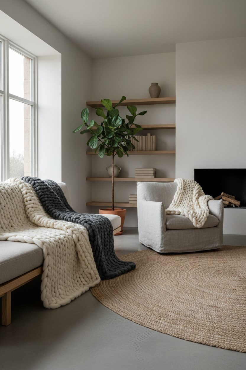 Chunky Knit Wool Blankets