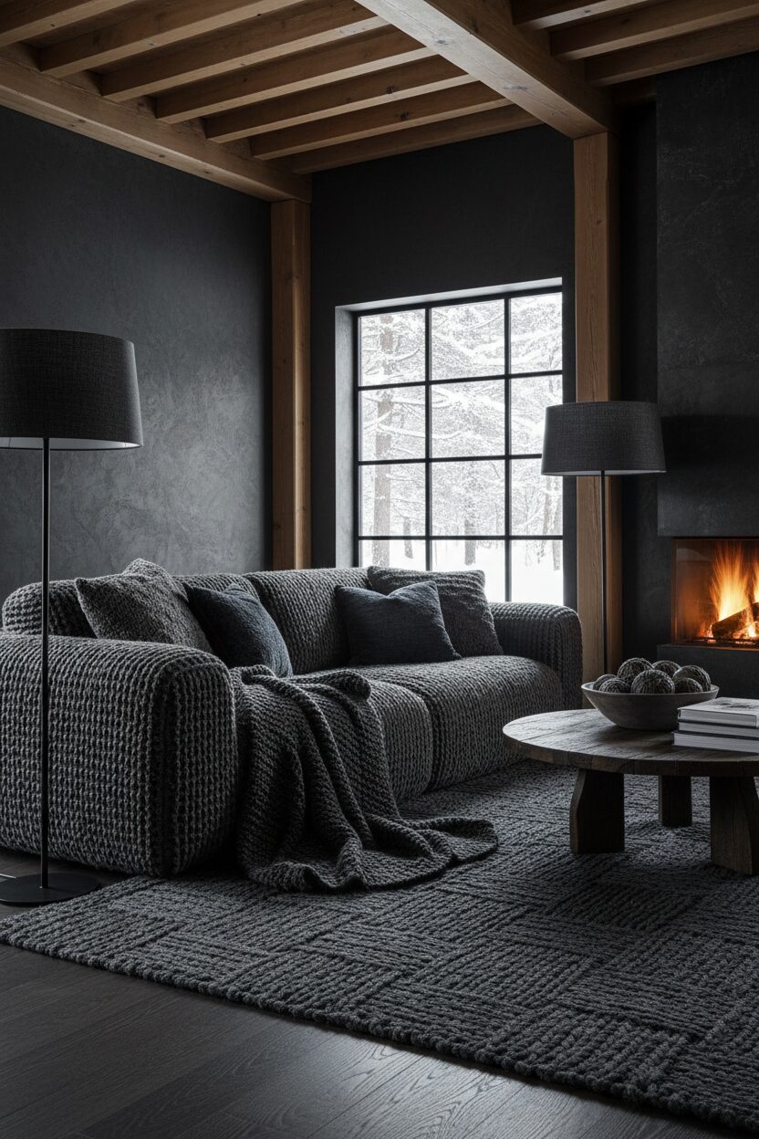 Dark Charcoal Grey and Chunky Knits