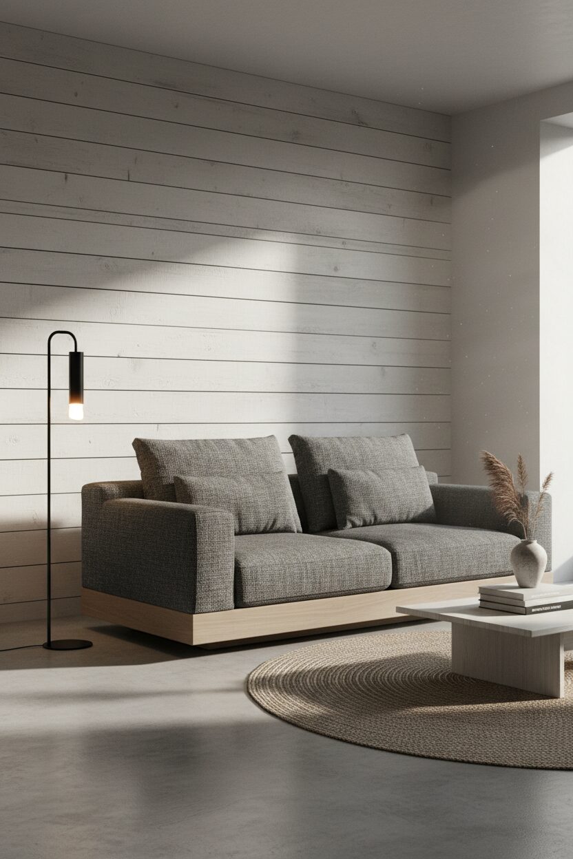 A Simple Gray Fabric Sofa