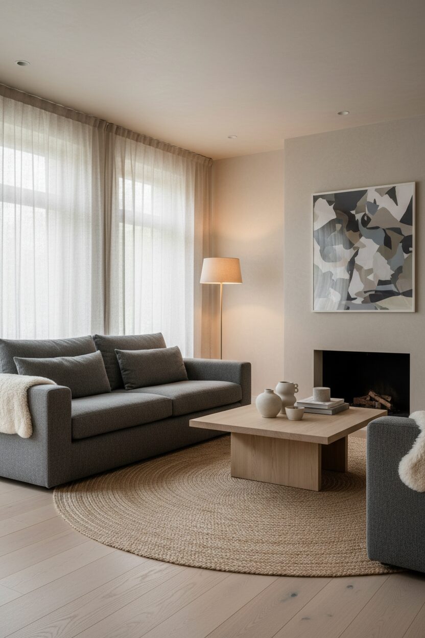 Simple Grey Fabric Sofas