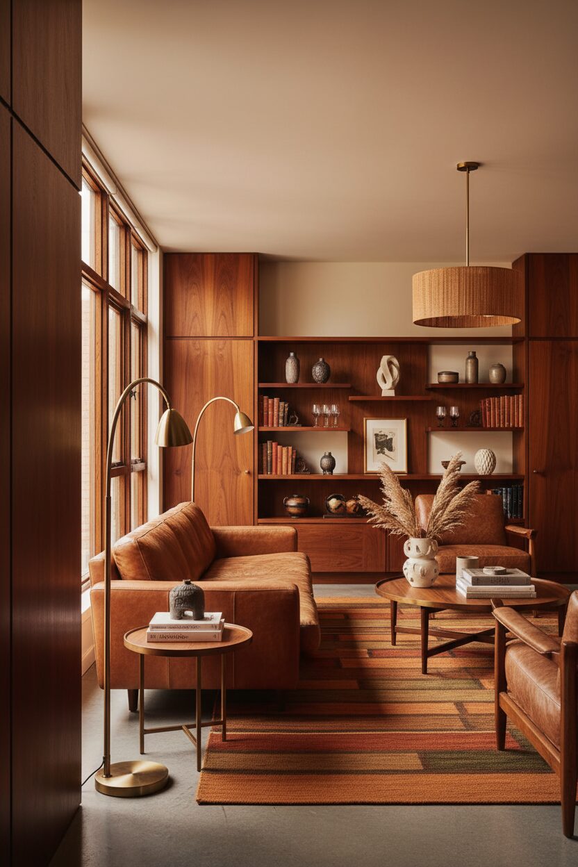 The Warm Wood and Brown Leather Look