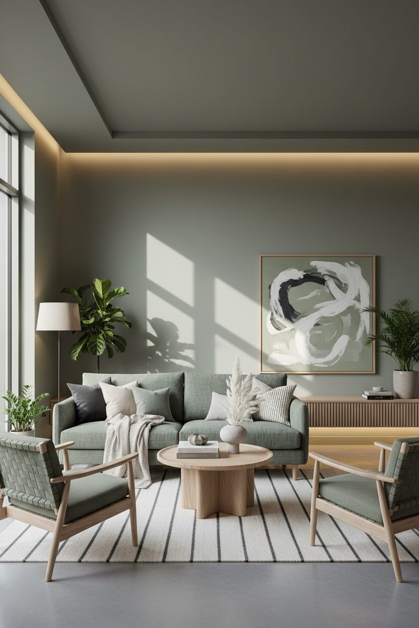 Muted Sage and Birch Wood