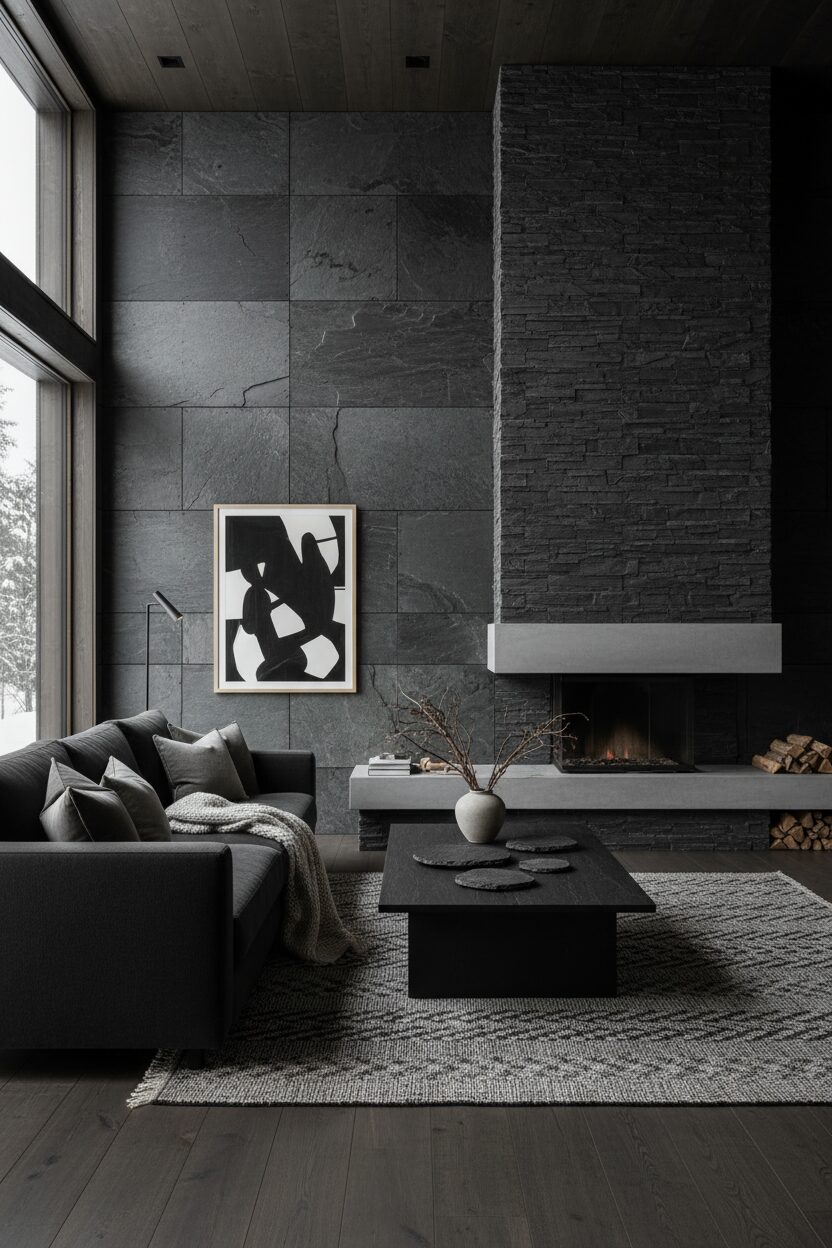 Deep Charcoal and Textured Slate