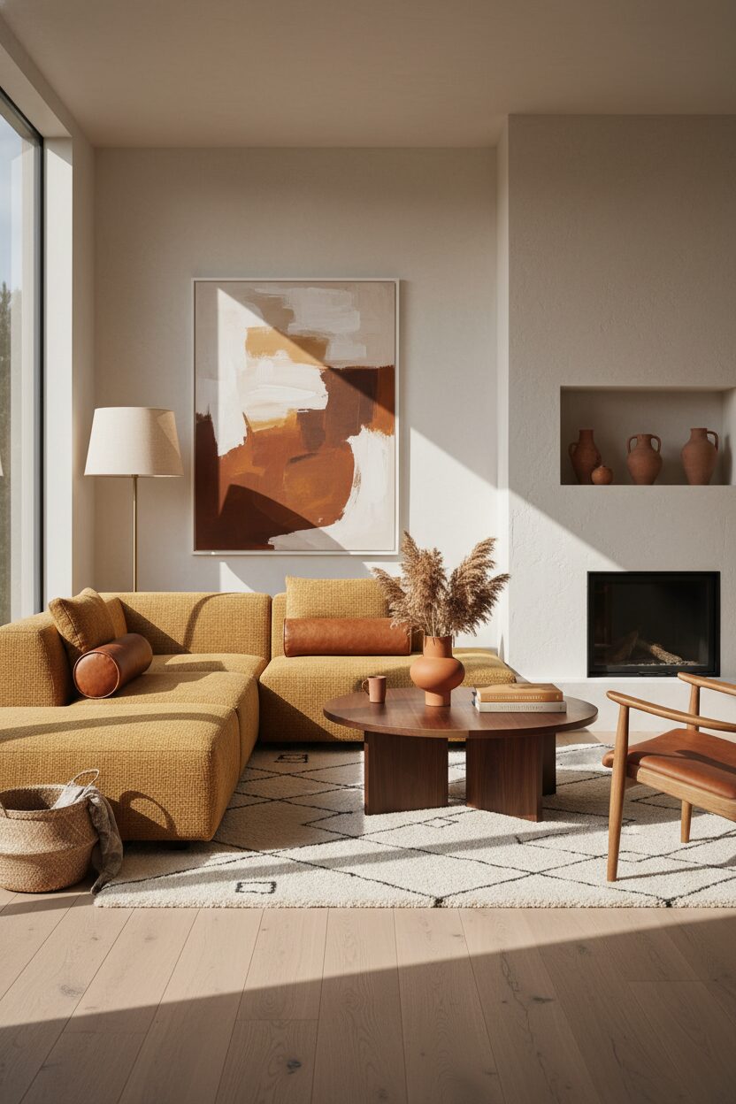 Warm Ochre and Cognac Accents